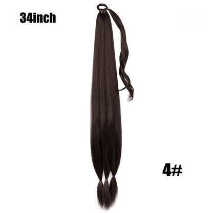 Boxing Braids Ponytail Extensions Synthetic Chignon Tail With Rubber Band Hair Ring