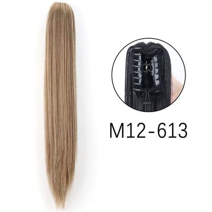 Ponytail Hair Extensions Long Straight Hair Claw Clip On 24Inch Synthetic Wig