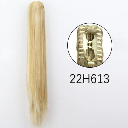 Ponytail Hair Extensions Long Straight Hair Claw Clip On 24Inch Synthetic Wig