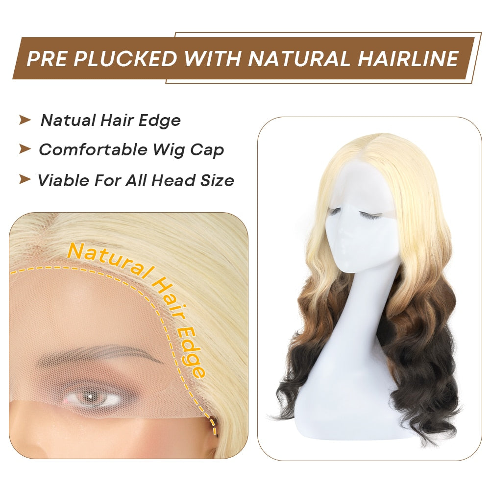 Light Ash Blonde Body Wave Synthetic Wigs 13x4 Lace Front Wigs