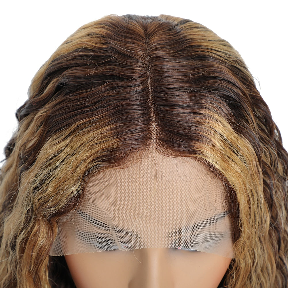 Highlight Wig Human Hair 13X6 Deep Wave Curly Colored Honey Blonde Lace Frontal Human Hair Wigs for Women Ombre  Lace Front Wig