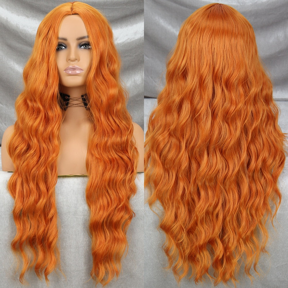 Long Wavy Green Synthetic Wig Cosplay Party Wig