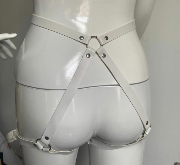 Sexy Gothic Bow Garter Belt PU Leather Harness BDSM Underwear