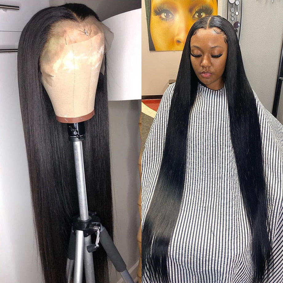 Straight Long Hair Lace Front Wig Brazilian 13x4  Lace Frontal For Black Women Human Hair 250 Density wigs