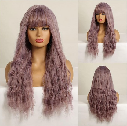 Pink Ombre Long Wavy Wigs